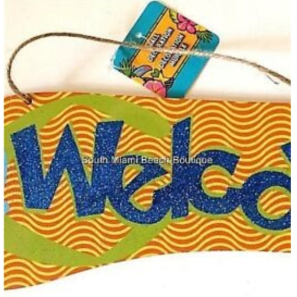 WELCOME Flip Flop Wood Tiki Bar Sign Luau Island Beach House Decor Wall Door - Picture 3 of 7